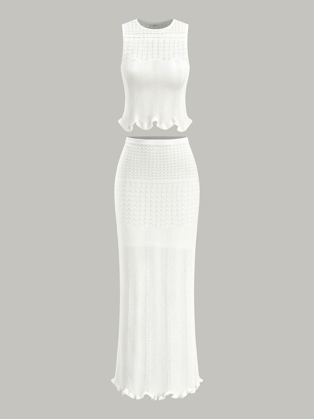 Commense White Knit Maxi Dress Two-Piece Set Size XS NWT